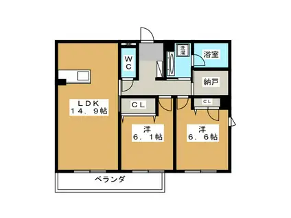 ラムズヒル3(2LDK/1階)の間取り写真