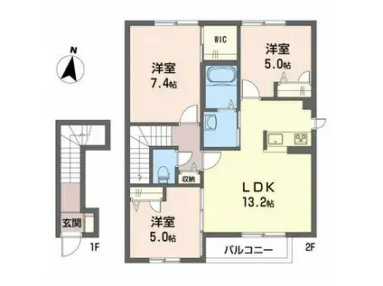 シャーメゾンウエストA(3LDK/2階)の間取り写真