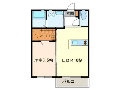 カーサクレセオL(1LDK/2階)の間取り写真