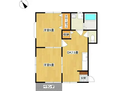 グランハイツ蓮(2DK/1階)の間取り写真