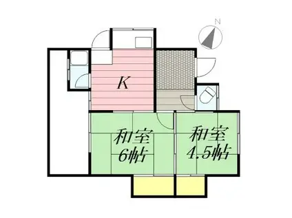 光進ハイツ長屋(2K/1階)の間取り写真