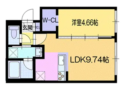 ラ・シュエット栄通A(1LDK/2階)の間取り写真