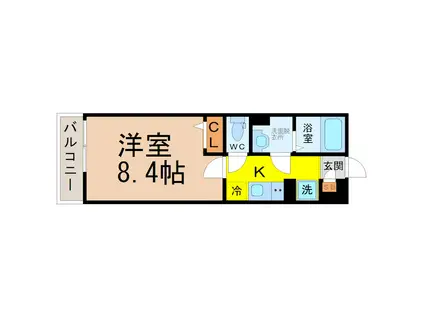 リブリOZウイング(1K/3階)の間取り写真