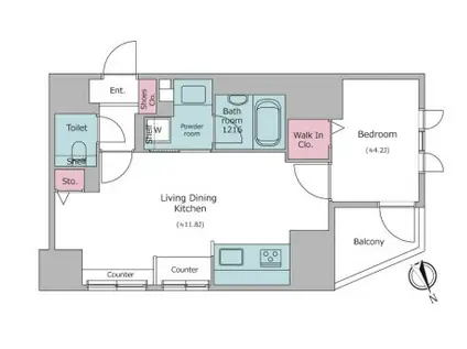 レジディア御茶ノ水プレイス(1LDK/5階)の間取り写真