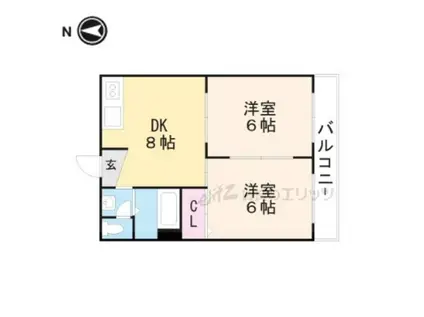 サンワロイヤルマンション(2DK/4階)の間取り写真