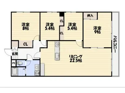総建みどりハイム(4LDK/6階)の間取り写真