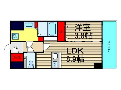 アーバス天満橋(1LDK/8階)の間取り写真