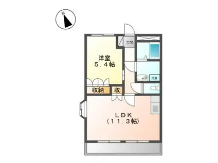 グランドールエルク(1LDK/2階)の間取り写真