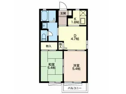 クレールベルテ(2DK/1階)の間取り写真