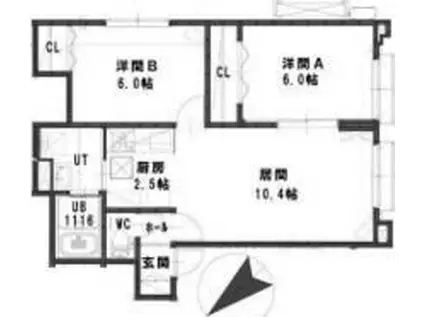 パストラーレ VIOLA(2LDK/1階)の間取り写真