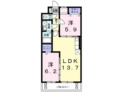 ソレアードII(2LDK/3階)の間取り写真