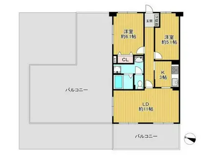 草加松原プリンスハイツ(2LDK/7階)の間取り写真