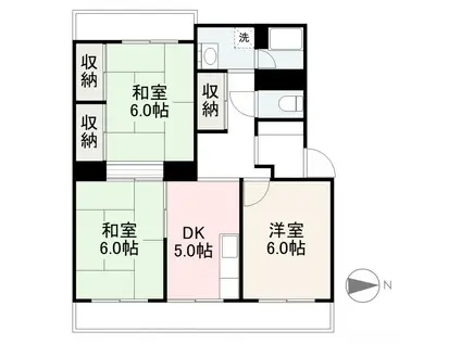 ヴィラ・アンソレイエ木太町(3DK/3階)の間取り写真