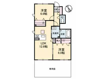 SERENA GARDEN C棟(2LDK/1階)の間取り写真