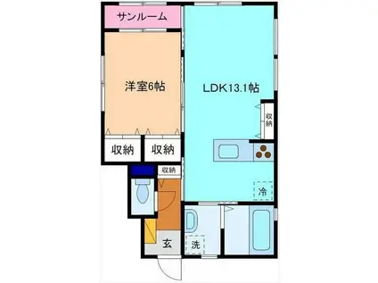 INTEGRAL奥井町(1LDK/1階)の間取り写真