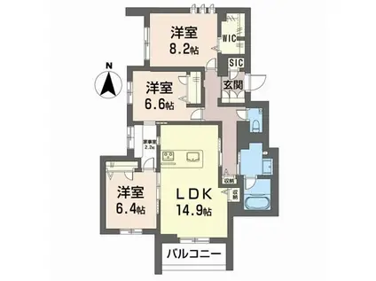AVANCE東草深ウエスト(2LDK/4階)の間取り写真