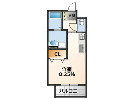 レジデンスコート武庫川(ワンルーム/2階)の間取り写真