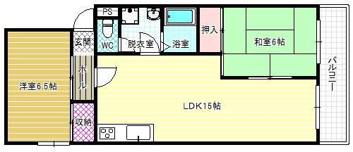 ビィラ・ソレイユ(2LDK/1階)の間取り写真