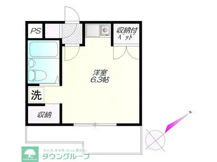 第3丸仙ハイツ(ワンルーム/2階)の間取り写真