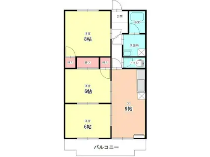 藤塚ハイツ(3DK/4階)の間取り写真