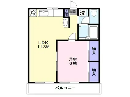 エステートピアドエル戸田公園(1LDK/3階)の間取り写真