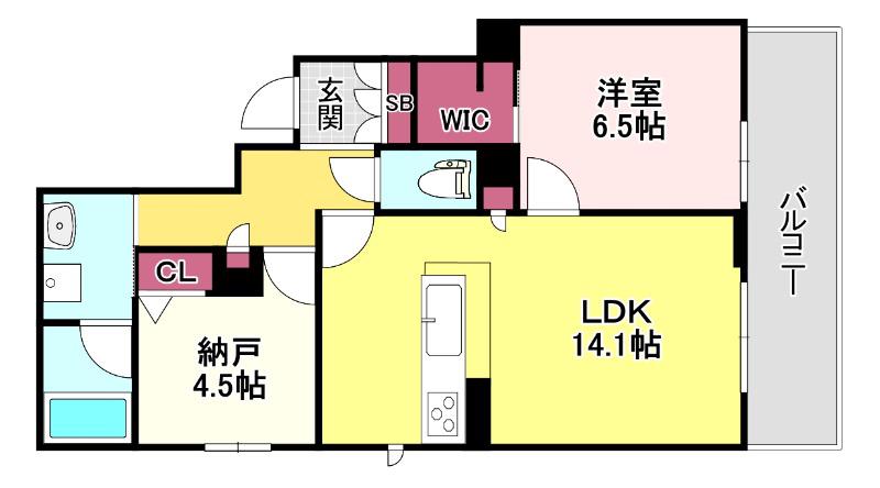 スカイ ウィング(1SLDK/3階)の間取り写真