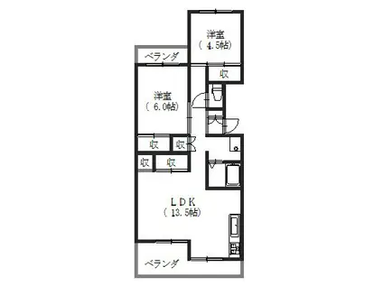 久我のもり(2LDK/4階)の間取り写真