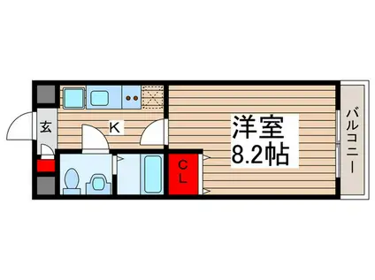 アイグランツ東松戸(1K/2階)の間取り写真