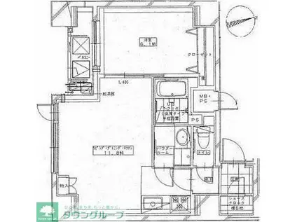 リベルテ上野(1LDK/11階)の間取り写真
