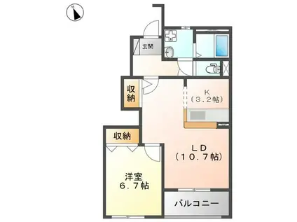 コンフォース・JOH TC(1LDK/1階)の間取り写真