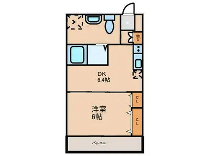 ぽぷら枚方公園(1DK/3階)の間取り写真