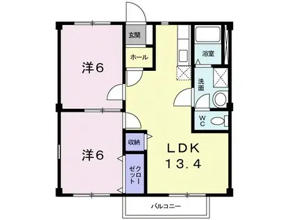 レジデンス美輝(2LDK/1階)の間取り写真