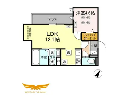 シャルム新屋敷(1LDK/1階)の間取り写真