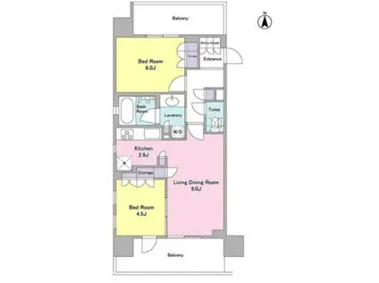 ラクラス目白(2LDK/5階)の間取り写真