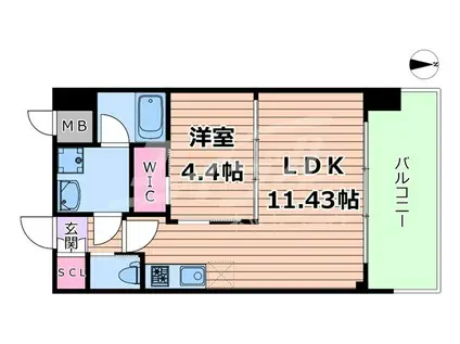 プレジオ城東(1LDK/9階)の間取り写真
