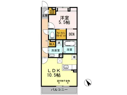 エクレール矢部(1LDK/3階)の間取り写真