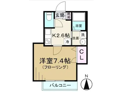 FLAT氷川町(1K/2階)の間取り写真