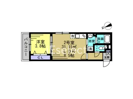 グレースコート11(1LDK/2階)の間取り写真