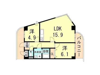ステラ田中町(2LDK/7階)の間取り写真