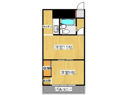 藤塚コーポラス(2K/4階)の間取り写真