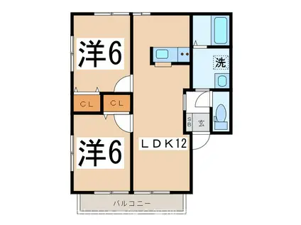 サニーコート B(2LDK/2階)の間取り写真