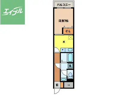 ドエル五島町(1K/12階)の間取り写真