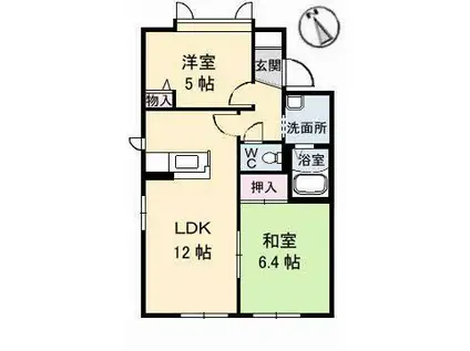 ジャンヌダルク(2LDK/1階)の間取り写真