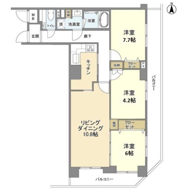 アプリーレ日吉本町(3LDK/5階)の間取り写真