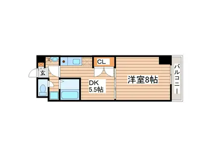 ベルシティ榴ヶ岡(1DK/9階)の間取り写真