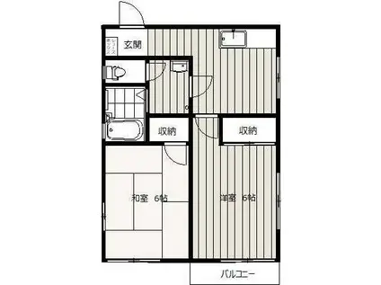 キャッスルハイツK(2DK/2階)の間取り写真