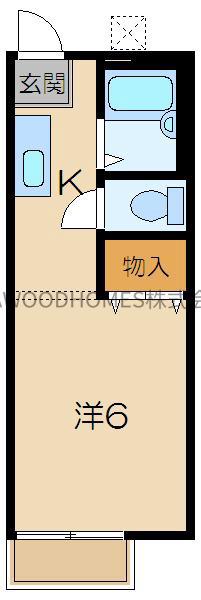 コーポラスしぶや(ワンルーム/2階)の間取り写真