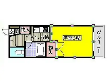 スカイフラッツ(1K/2階)の間取り写真