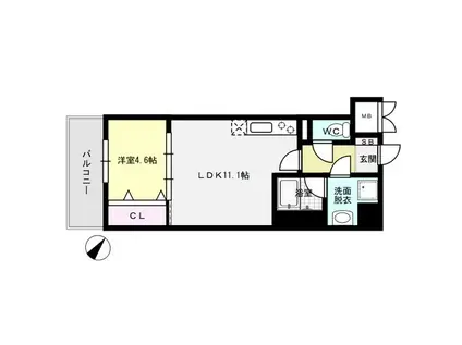 D-ROOM GRACIOUS平尾(1LDK/5階)の間取り写真