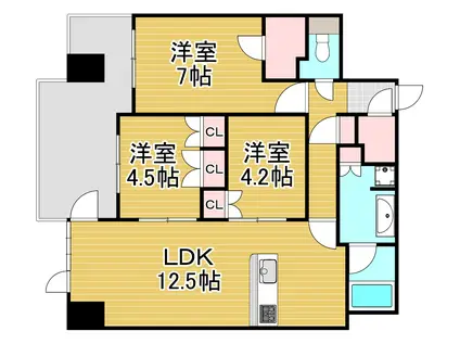 グランドメゾンガーデンシティ小倉(3LDK/20階)の間取り写真